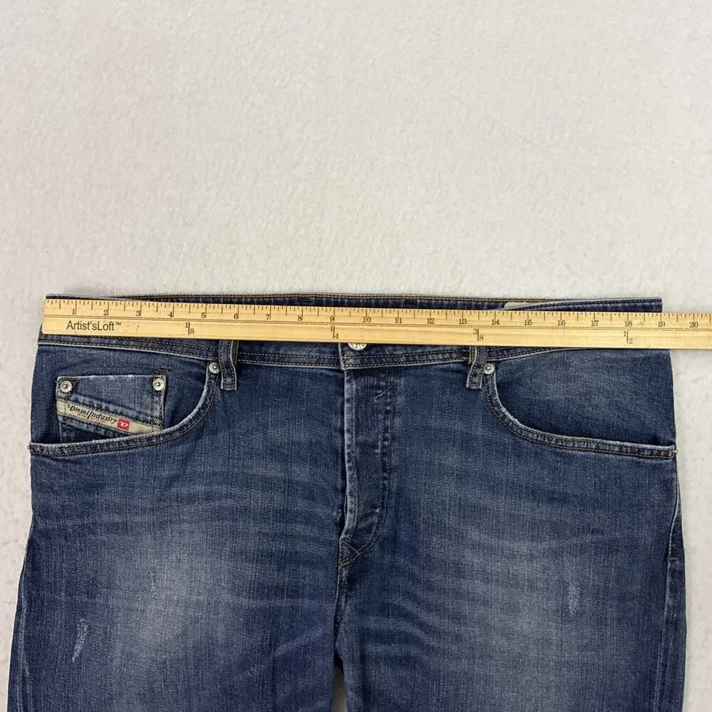 Diesel Waykee Regular Straight Jeans Mens 36X32 Medium Wash Button Fly